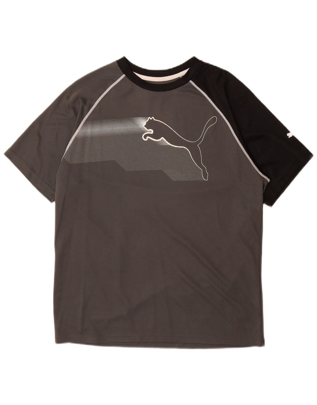 PUMA Mens Graphic T-Shirt Top Medium Grey Colourblock Polyester