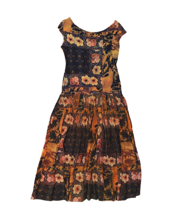 Vintage Womens Sleeveless A-Line Dress UK 10 Small Multicoloured Floral