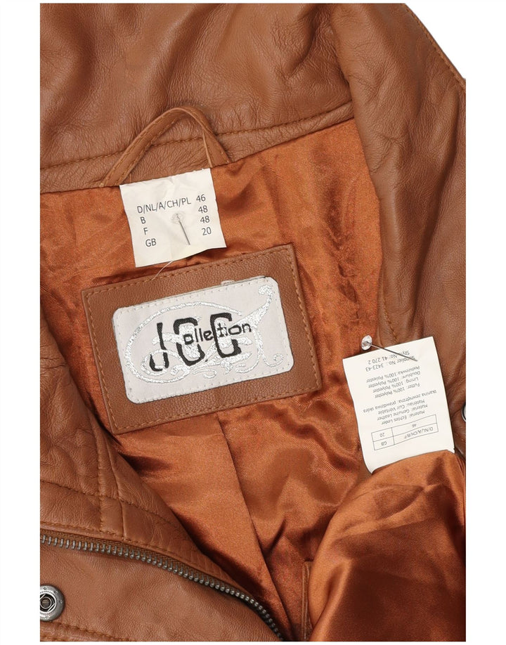 JCC Womens Leather Jacket UK 20 2XL Brown Leather