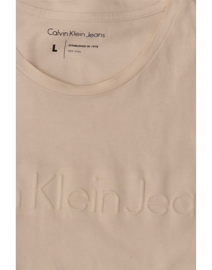 Calvin Klein Jeans Mens Graphic T-Shirt Top Large White