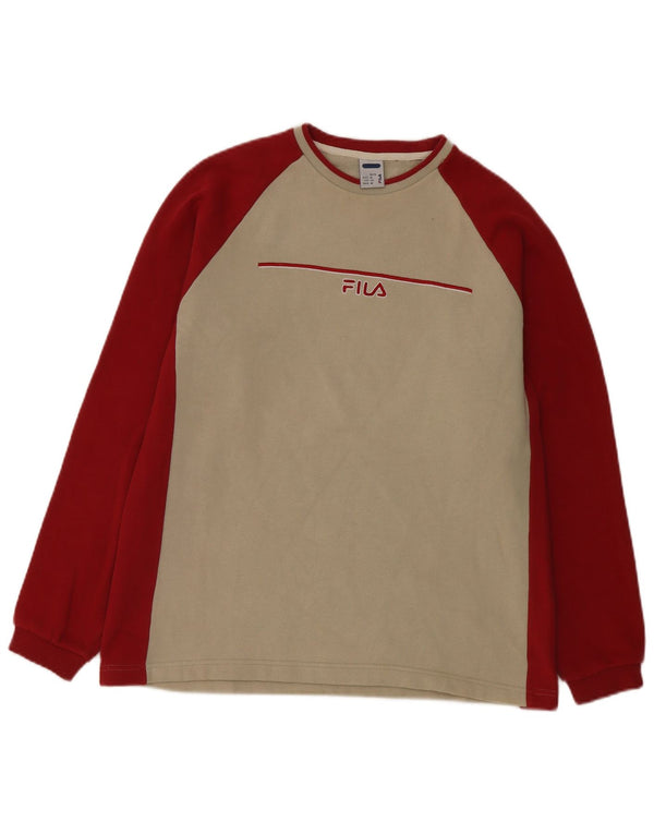 FILA Boys Graphic Sweatshirt Jumper 15-16 Years XL Beige Colourblock