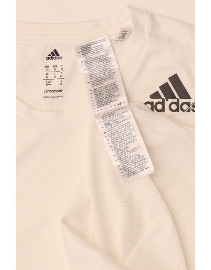 Adidas Mens T-Shirt Top Medium White Polyester