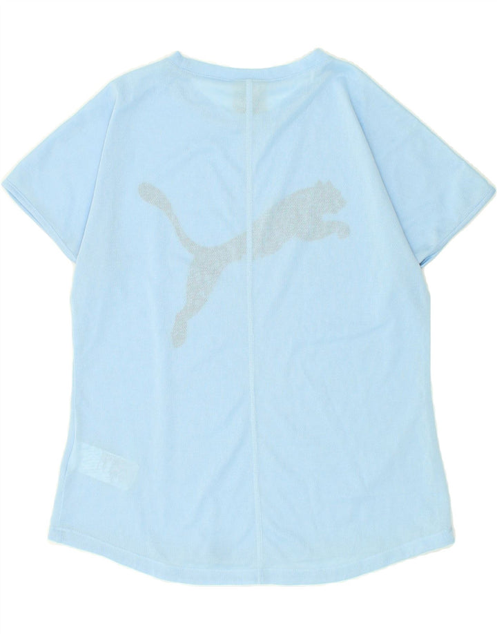 PUMA Womens Graphic T-Shirt Top UK 10 Small Blue Polyester | Vintage Puma | Thrift | Second-Hand Puma | Used Clothing | Messina Hembry 