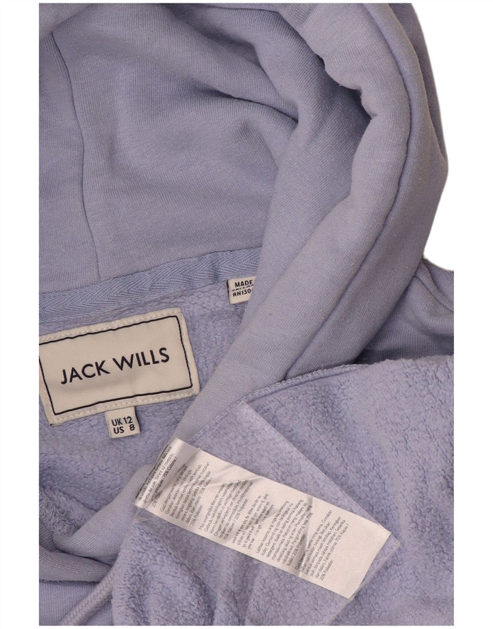 JACK WILLS Womens Graphic Hoodie Jumper UK 12 Medium Purple Cotton