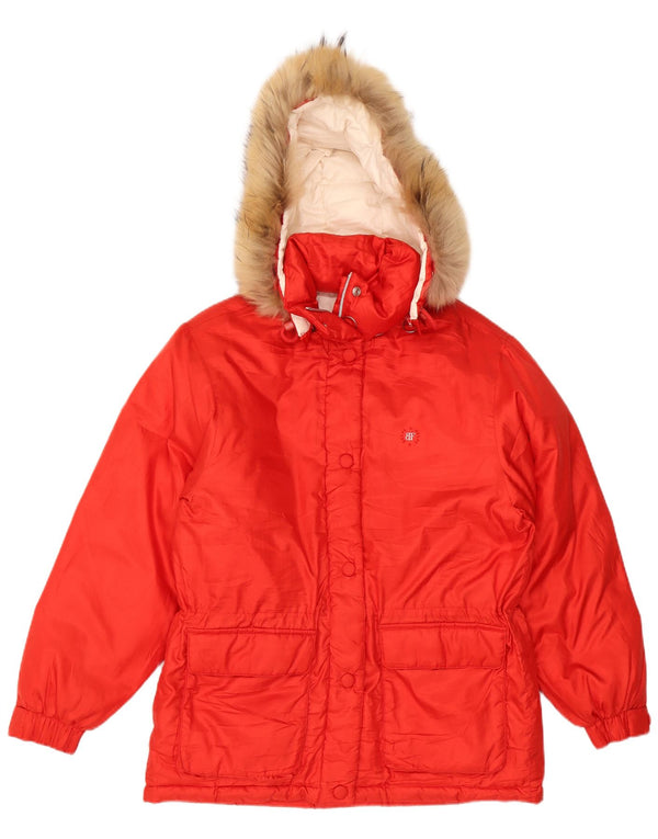 Belfe & Womens Hooded Oversized Padded Jacket IT 46 Large Red Polyester