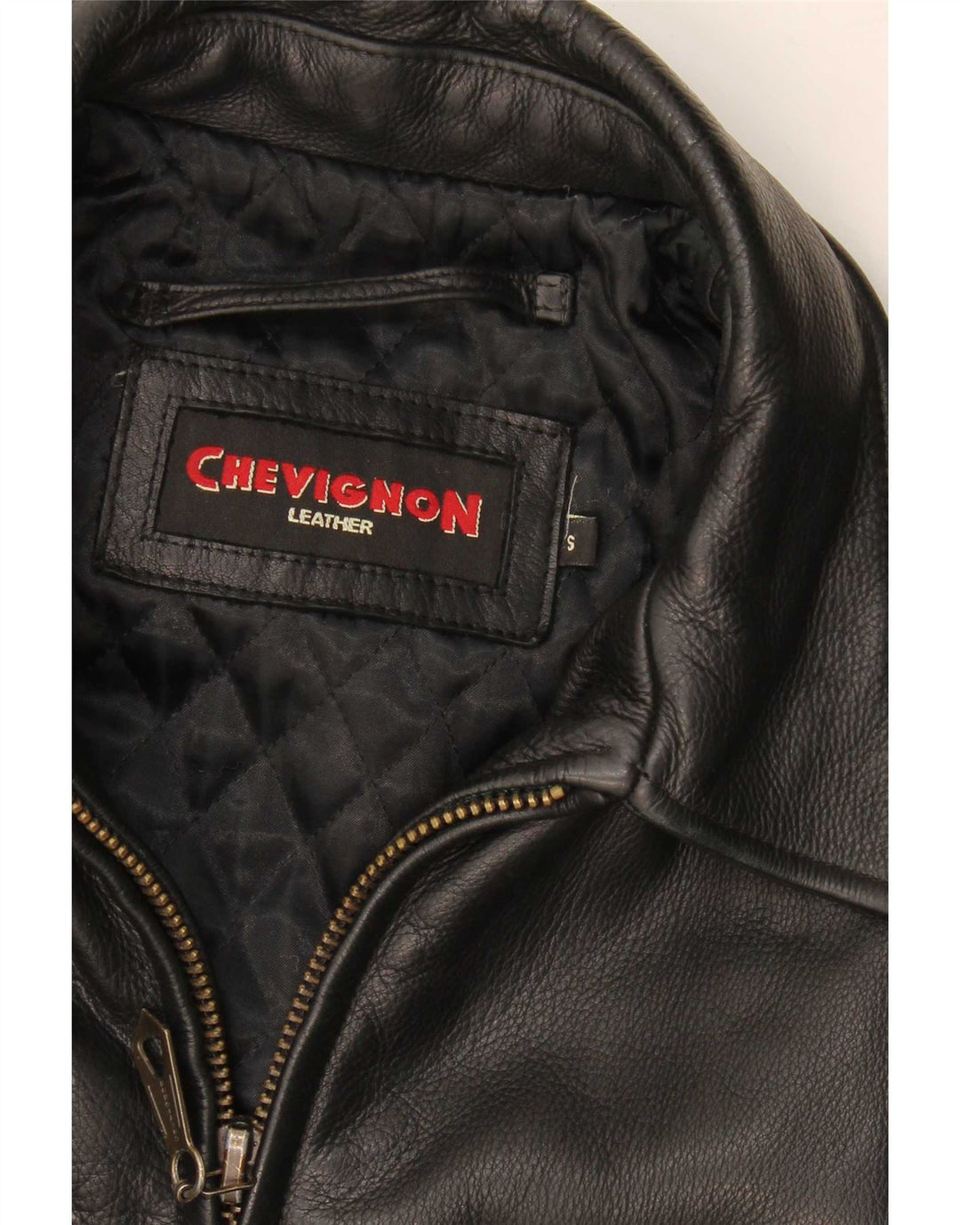 Chevignon Mens Leather Jacket UK 36 Small Black Leather