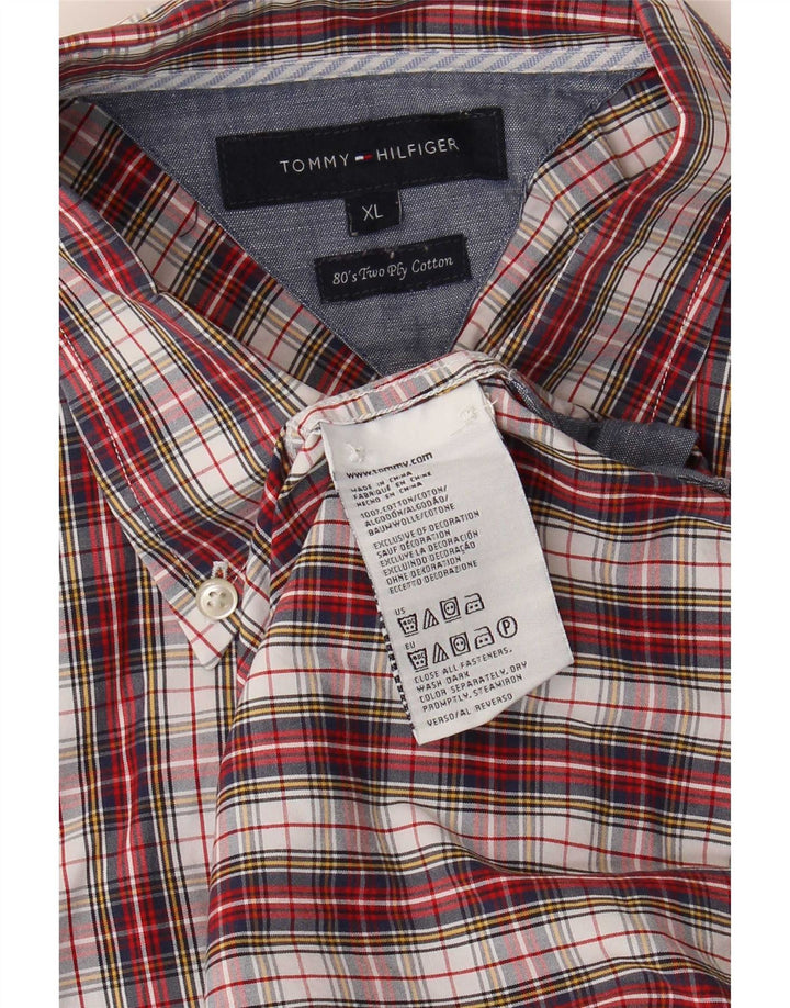 Tommy Hilfiger Mens Shirt XL Red Check Cotton