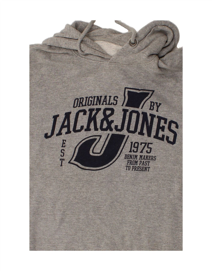 JACK & JONES Mens Graphic Hoodie Jumper Medium Grey Cotton Vintage Jack & Jones and Second-Hand Jack & Jones from Messina Hembry 