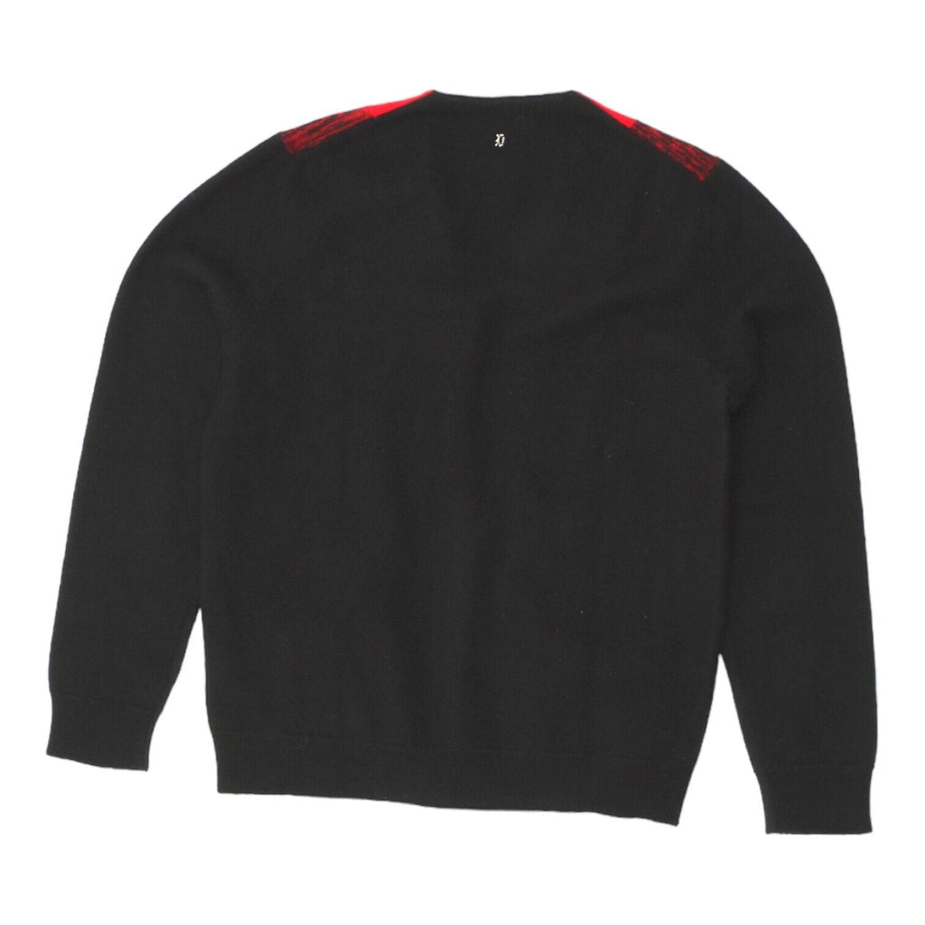 Dondup Mens Black Red Wool Knit Cardgian | Vintage High End Designer Sweater VTG Vintage Messina Hembry and Second-Hand Messina Hembry from Messina Hembry 