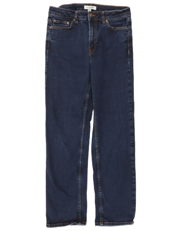 Marks & Spencer Womens Straight Jeans UK 12 Medium W30 L27 Navy Blue Cotton