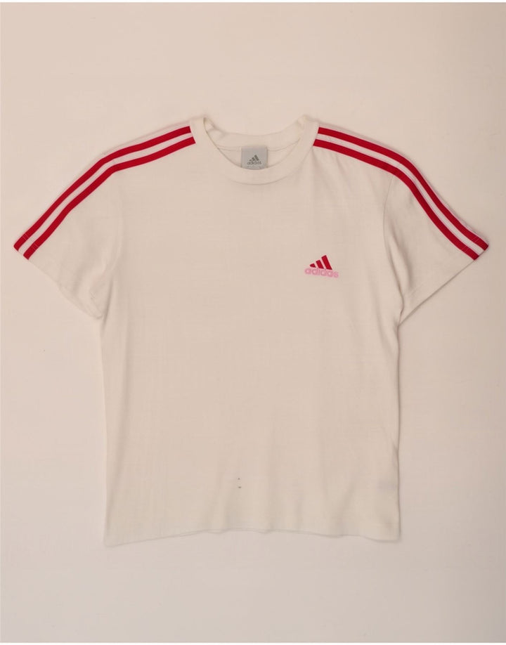 Adidas Womens T-Shirt Top UK 12 Medium White Cotton