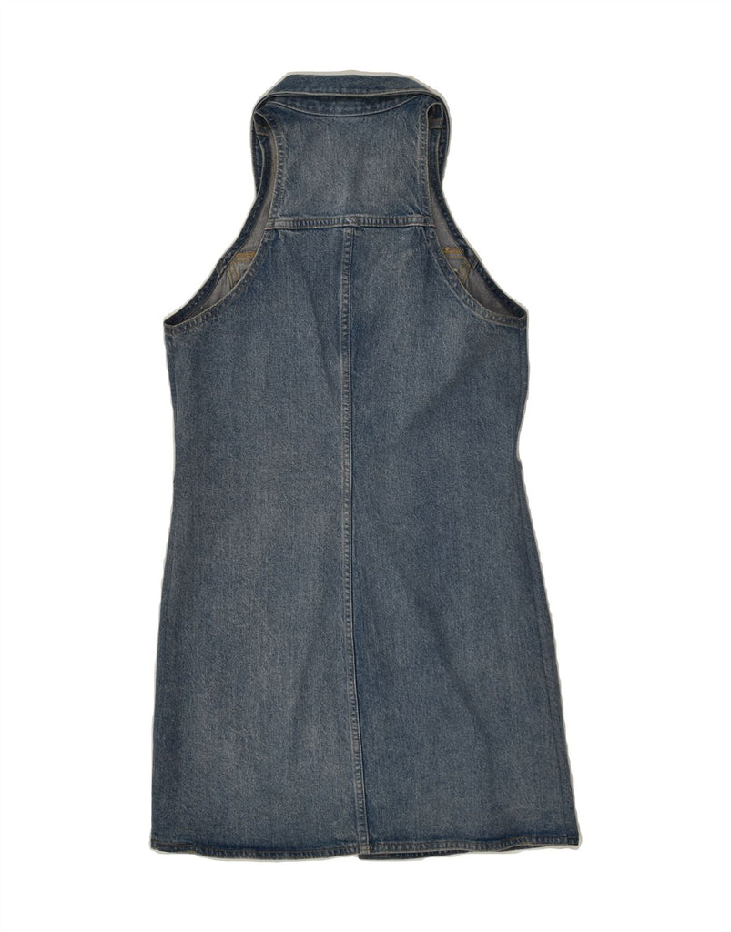 VINTAGE Womens Sleeveless Denim Shirt Dress UK 12 Medium Navy Blue | Vintage Vintage | Thrift | Second-Hand Vintage | Used Clothing | Messina Hembry 