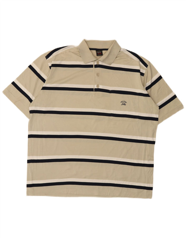Paul & Shark Mens Yachting Polo Shirt XL Beige Striped
