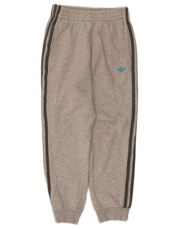 Adidas Boys Tracksuit Trousers Joggers 7-8 Years  Grey Flecked Cotton