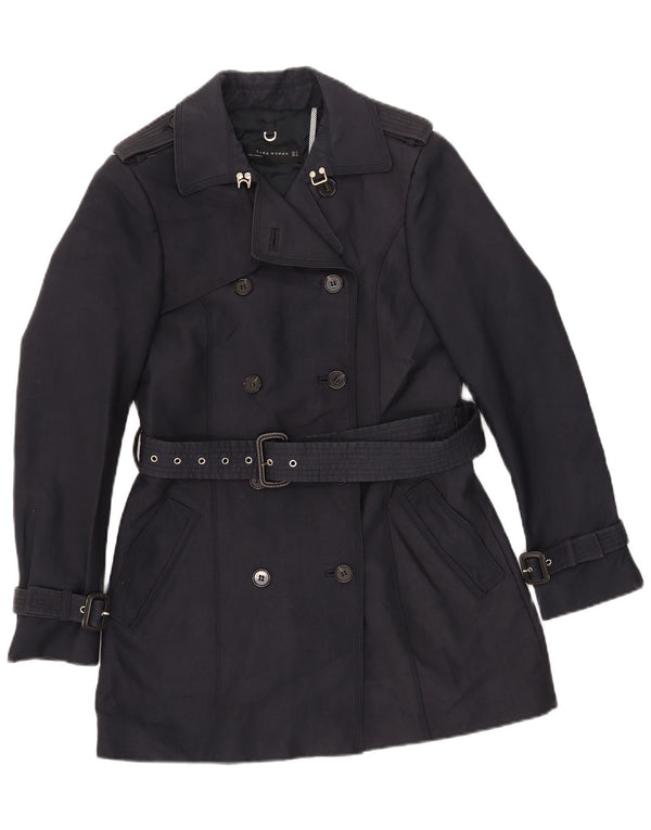 Zara Womens Trench Coat UK 12 Medium Navy Blue