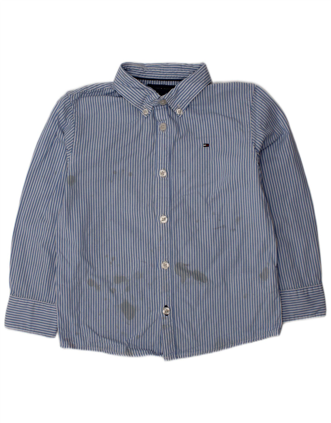 TOMMY HILFIGER Boys Shirt 6-7 Years Blue Striped Cotton