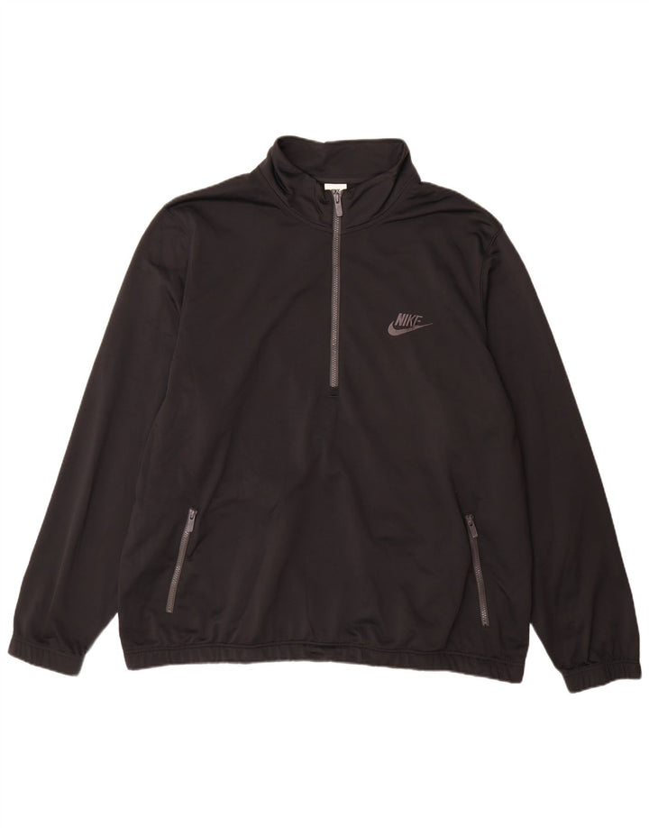 Nike Mens Zip Neck Sweatshirt Jumper 3XL Black Polyester