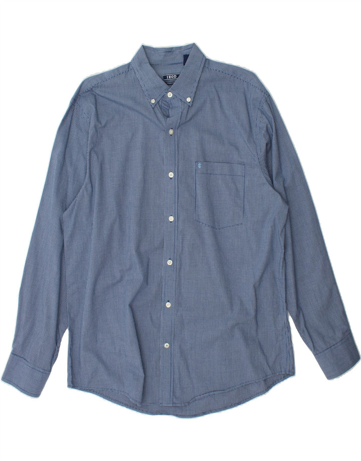 IZOD Mens Shirt Medium Blue Gingham Cotton Vintage Izod and Second-Hand Izod from Messina Hembry 