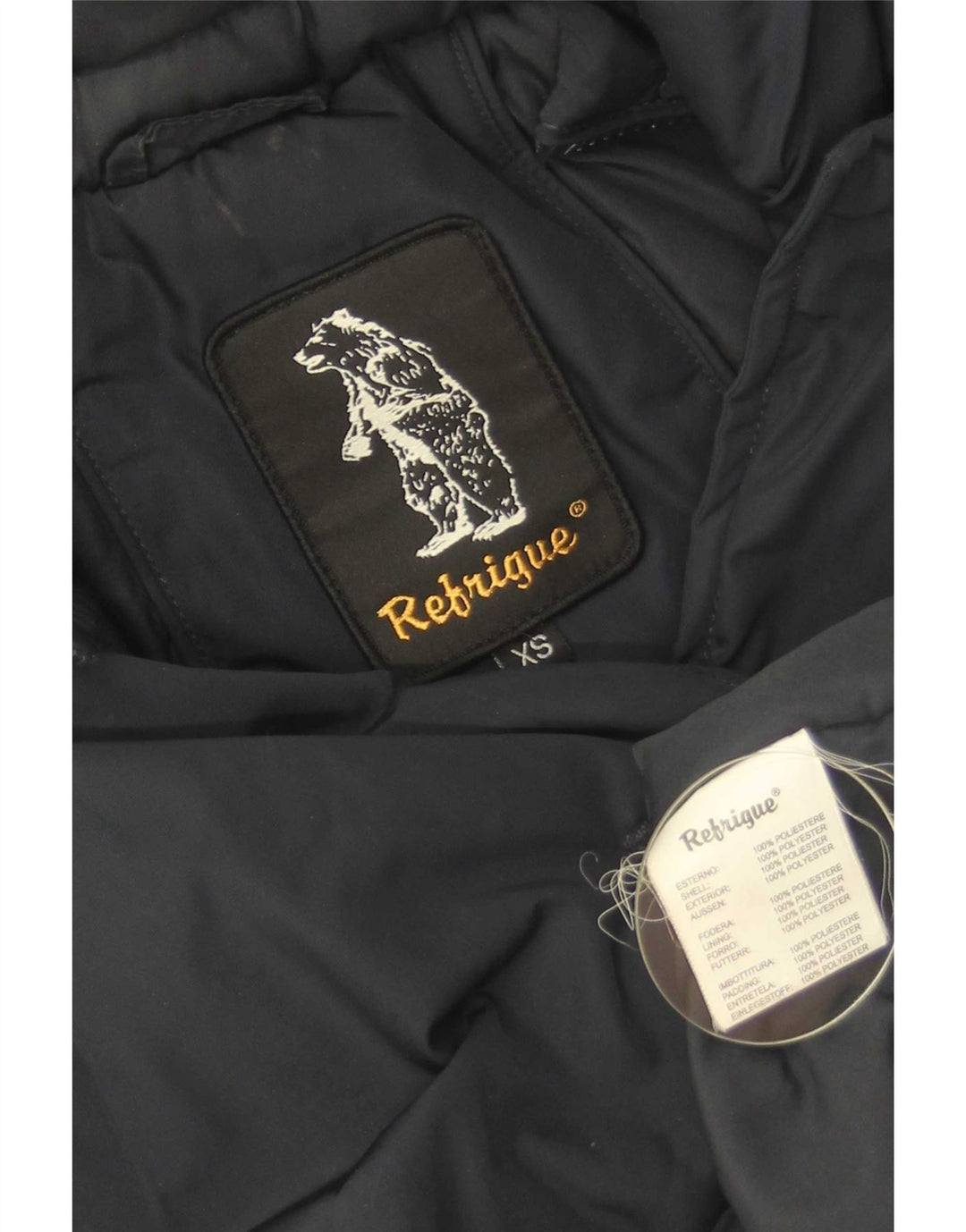 Refrigue Womens Hooded Parka Jacket UK 6 XS Navy Blue Polyester