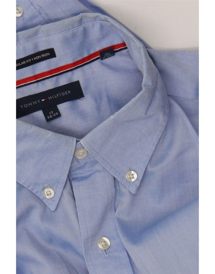 Tommy Hilfiger Mens Regular Fit Shirt Size 17 XL Blue Cotton