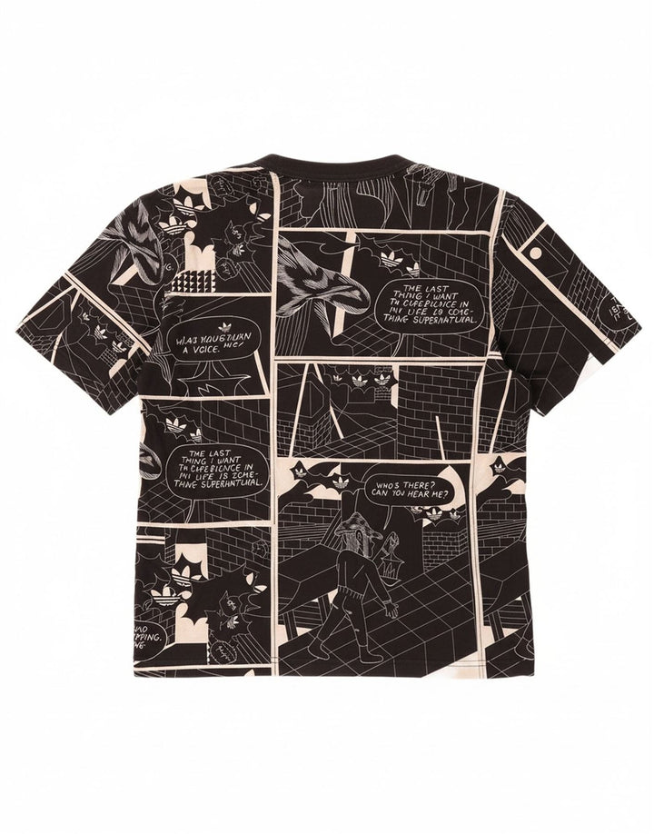 ADIDAS Mens Graphic T-Shirt Top Small Black Cotton Comics