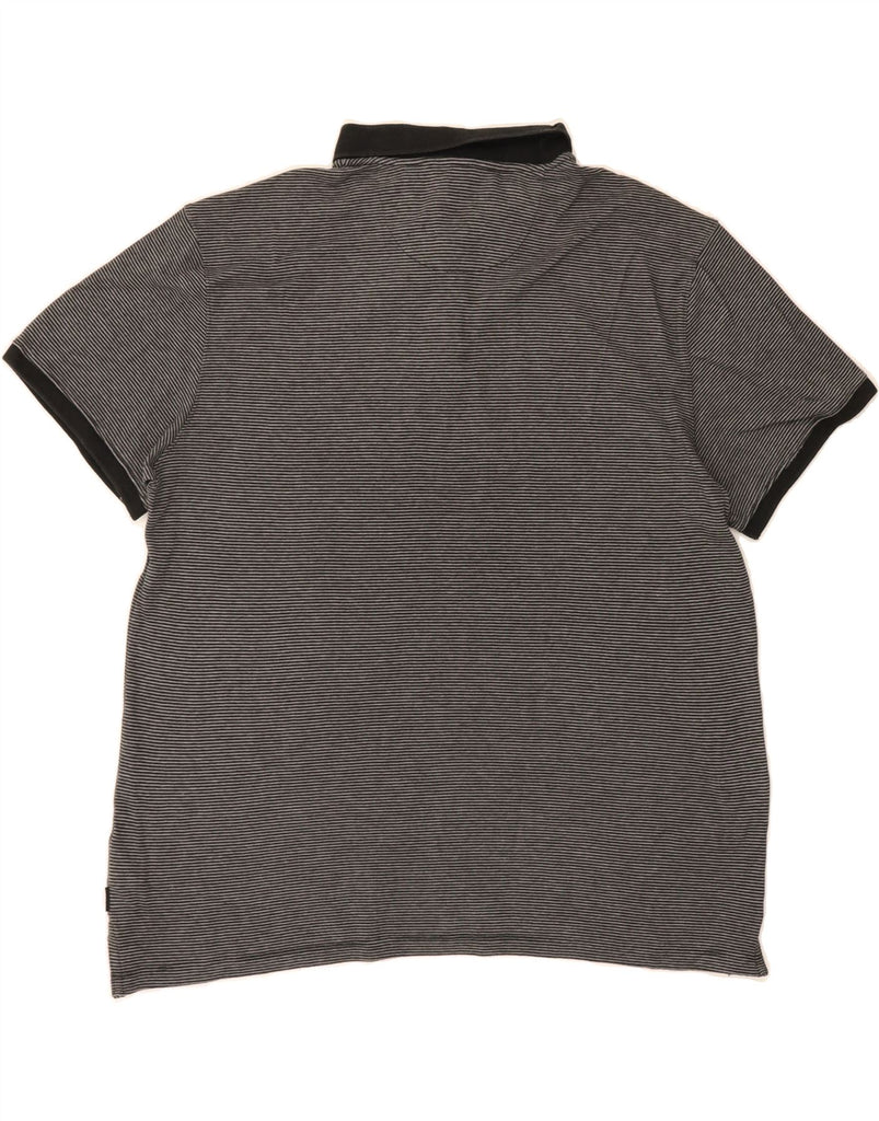 CALVIN KLEIN Mens Slim Fit Polo Shirt XL Grey Striped Cotton Vintage Calvin Klein and Second-Hand Calvin Klein from Messina Hembry 