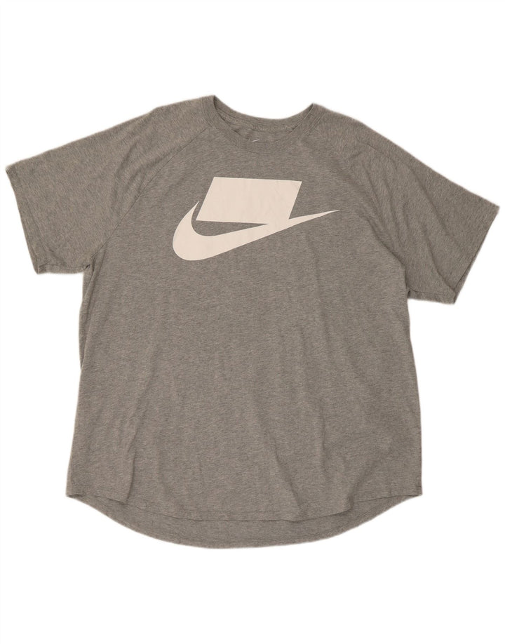 Nike Mens Short Sleeve Regular Graphic T-Shirt Top 2XL Grey Cotton