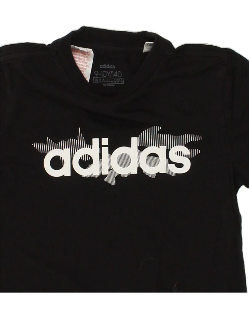 ADIDAS Boys Graphic T-Shirt Top 9-10 Years Black Cotton | Vintage Adidas | Thrift | Second-Hand Adidas | Used Clothing | Messina Hembry 