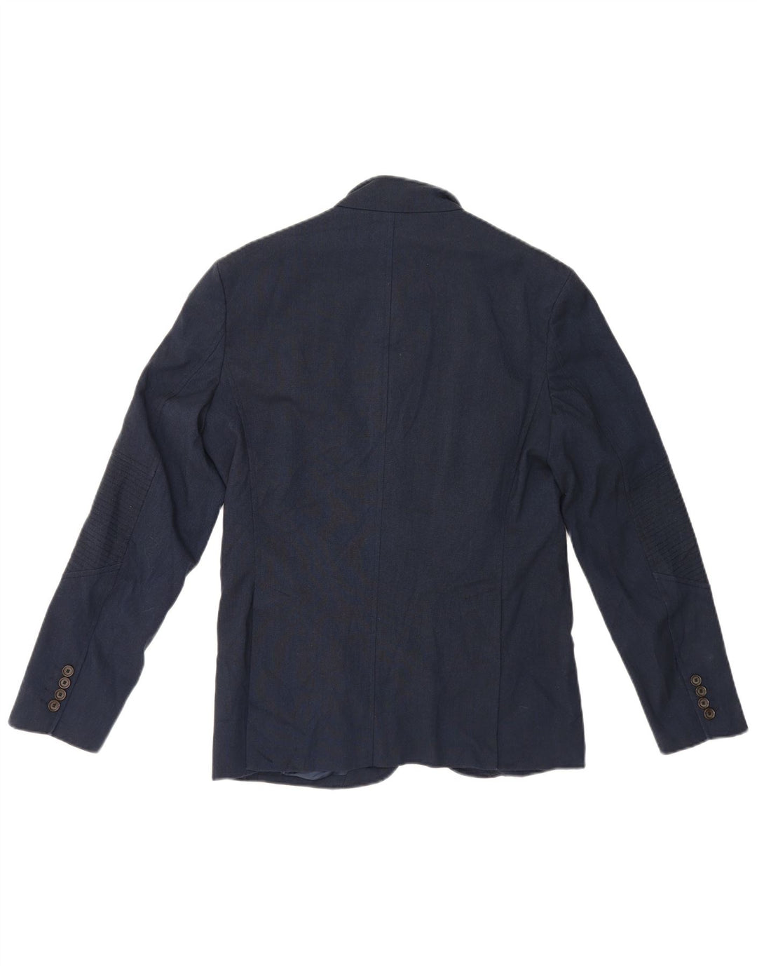 Zara Mens 4 Button Blazer Jacket UK 40 Large Navy Blue Polyester