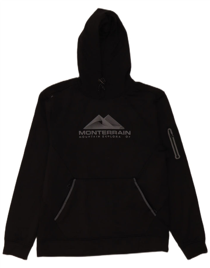 Monterrain Mens Graphic Hoodie Jumper Large Black