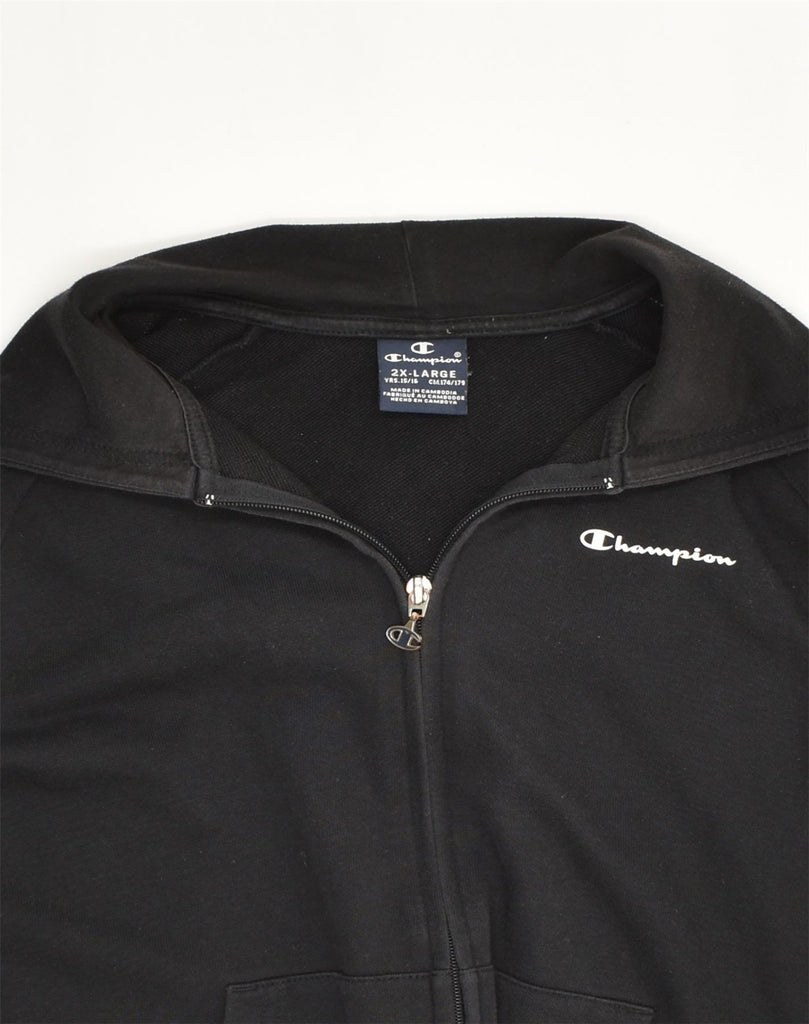 CHAMPION Boys Zip Hoodie Sweater 15-16 Years 2XL Black Cotton | Vintage Champion | Thrift | Second-Hand Champion | Used Clothing | Messina Hembry 