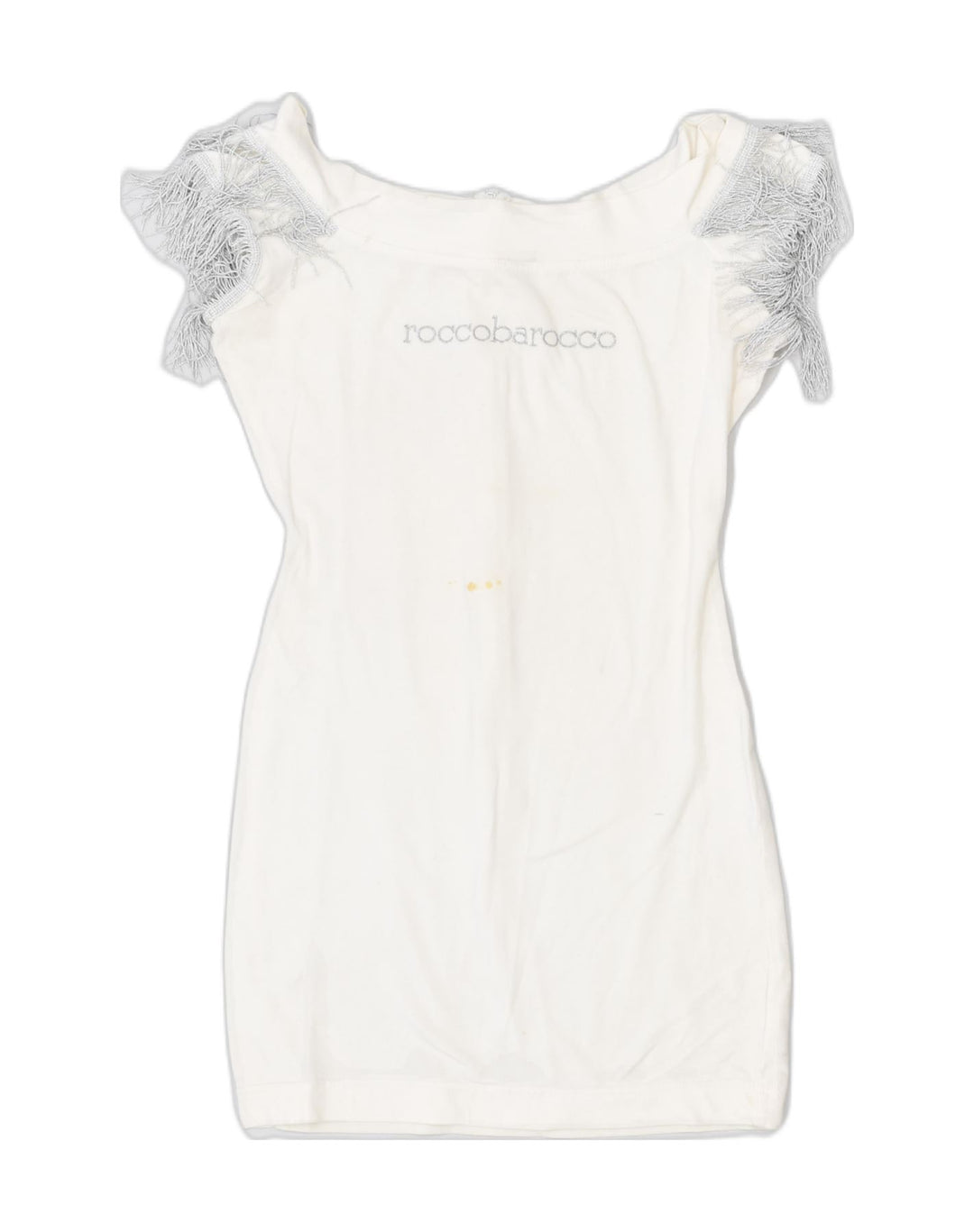 ROCCOBAROCCO Womens Graphic Tunic Top UK 8 Small White Cotton | Vintage Roccobarocco | Thrift | Second-Hand Roccobarocco | Used Clothing | Messina Hembry 