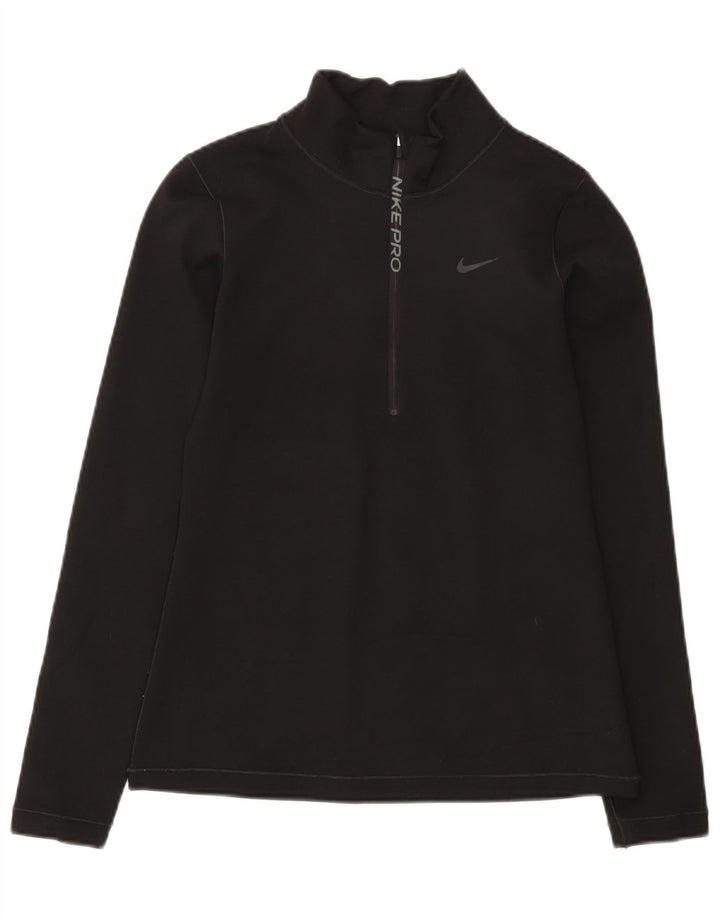 Nike Mens Dri Fit Zip Neck Pullover Tracksuit Top Small Black Polyester