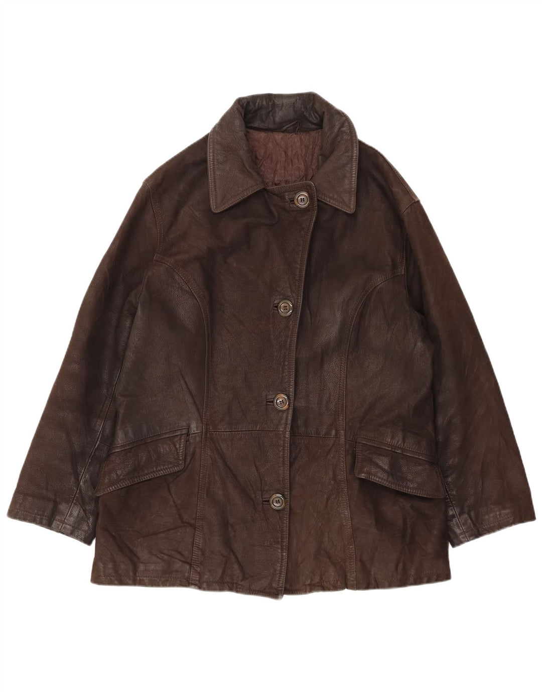 RELISH Womens Leather Jacket IT 46 Large Brown Leather