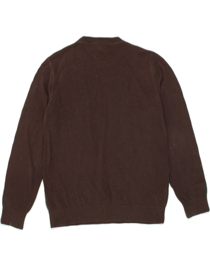 TOMMY HILFIGER Mens V-Neck Jumper Sweater Medium Brown Cotton | Vintage Tommy Hilfiger | Thrift | Second-Hand Tommy Hilfiger | Used Clothing | Messina Hembry 