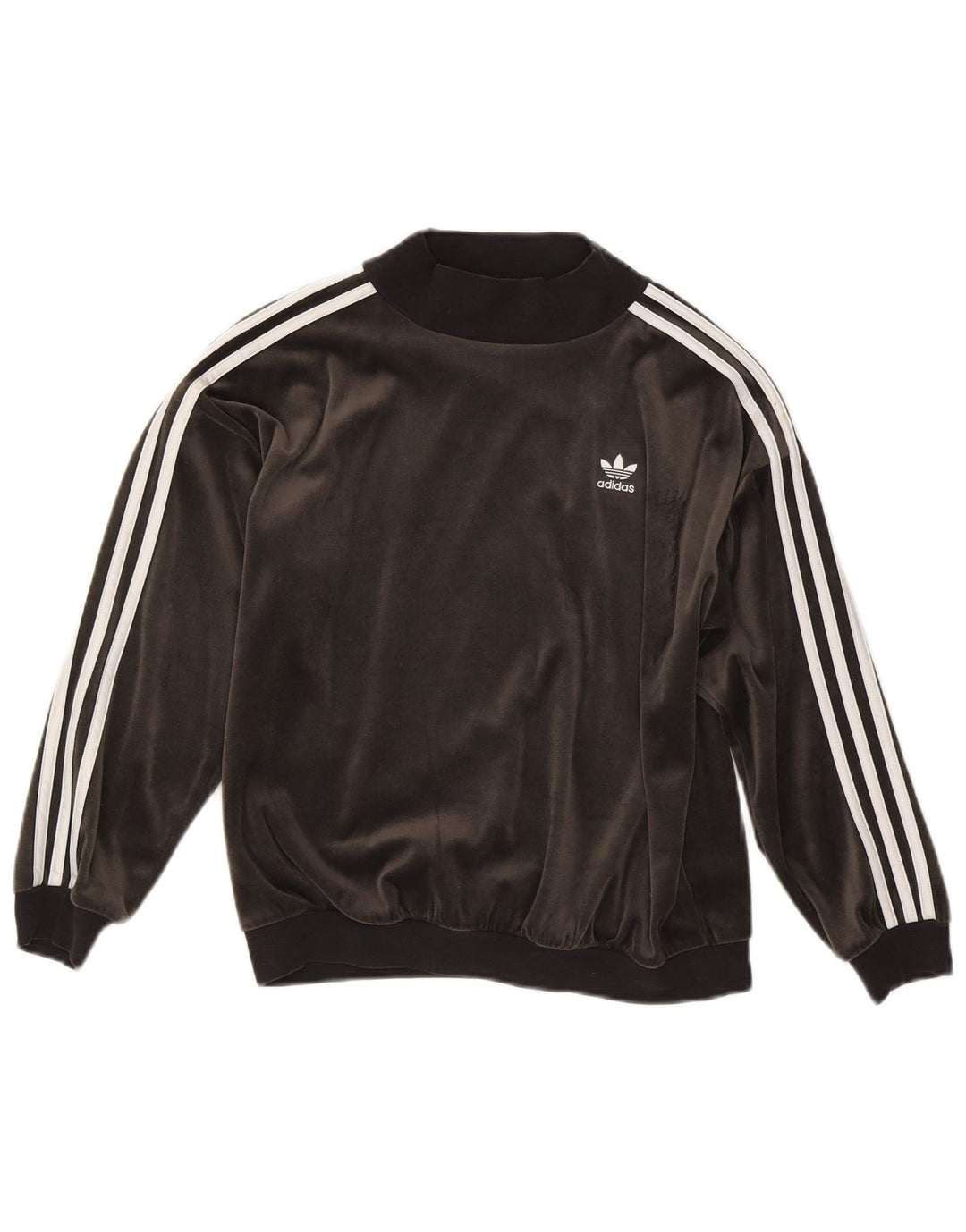 Adidas Girls Velour Sweatshirt Jumper 11-12 Years Grey Polyester