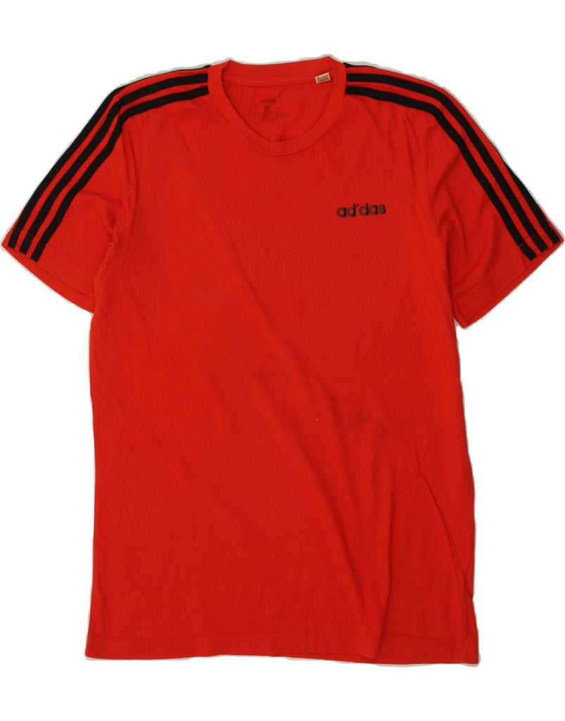ADIDAS Womens T-Shirt Top UK 14 Medium Red Cotton Vintage Adidas and Second-Hand Adidas from Messina Hembry 