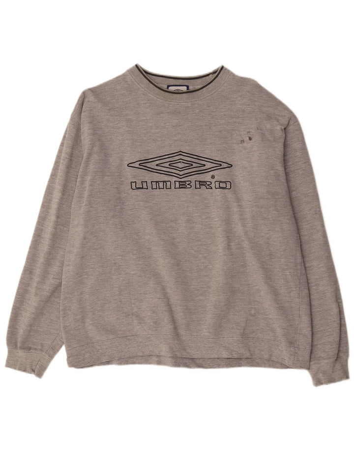 Umbro Mens Graphic Sweatshirt Jumper XL Grey Flecked Cotton