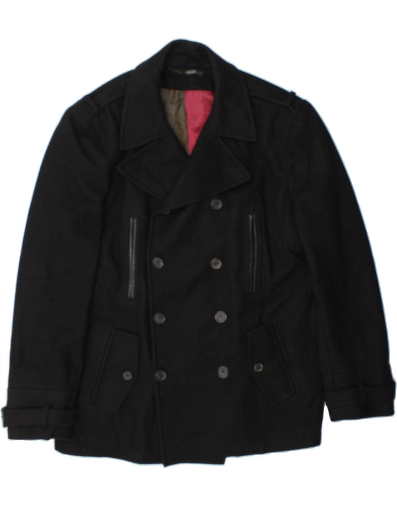 TED BAKER Mens Military Pea Coat Size 5 XL Black Wool Vintage Ted Baker and Second-Hand Ted Baker from Messina Hembry 