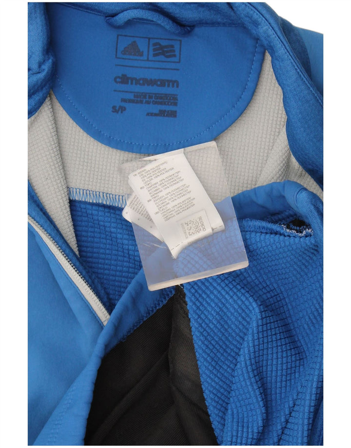Adidas Mens Climawarm Zip Neck Sweatshirt Jumper Small Blue Polyester