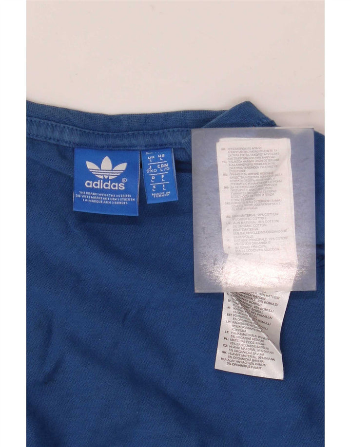 Adidas Mens Graphic T-Shirt Top Large Blue Cotton