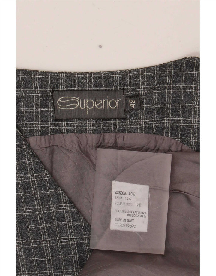Superior Womens Sleeveless Shirt Dress IT 42 Medium Grey Plaid Viscose