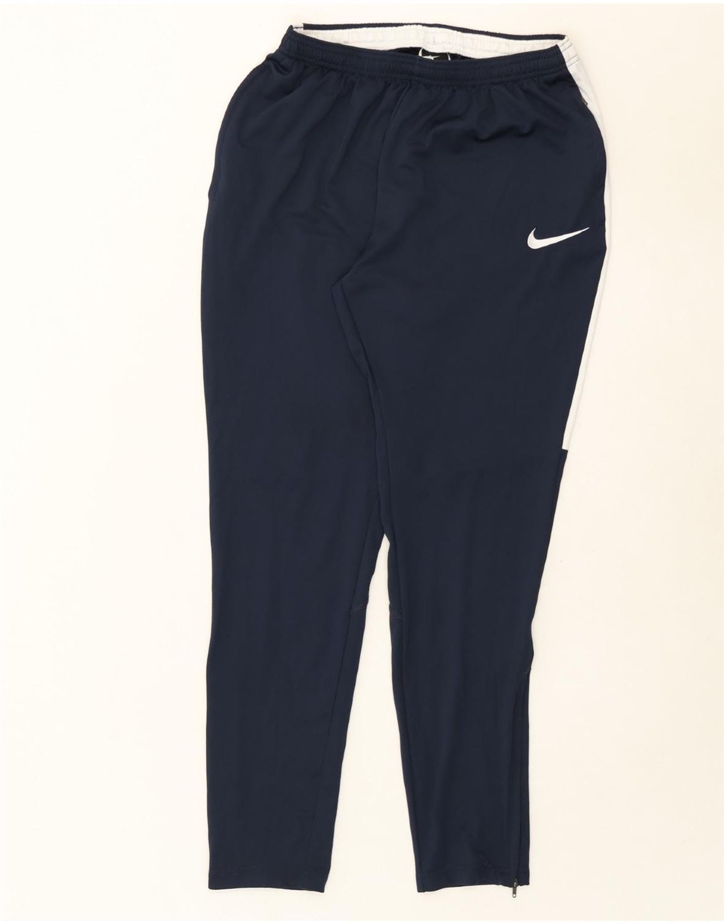 NIKE Mens Tracksuit Trousers Medium Navy Blue Colourblock