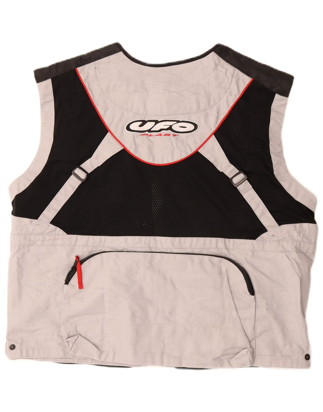 UFO Mens Utility Gilet UK 42 XL Grey Colourblock Cotton