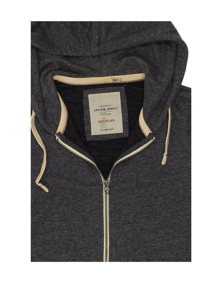 JACK & JONES Mens Zip Hoodie Sweater Small Grey Flecked Cotton Vintage Jack & Jones and Second-Hand Jack & Jones from Messina Hembry 