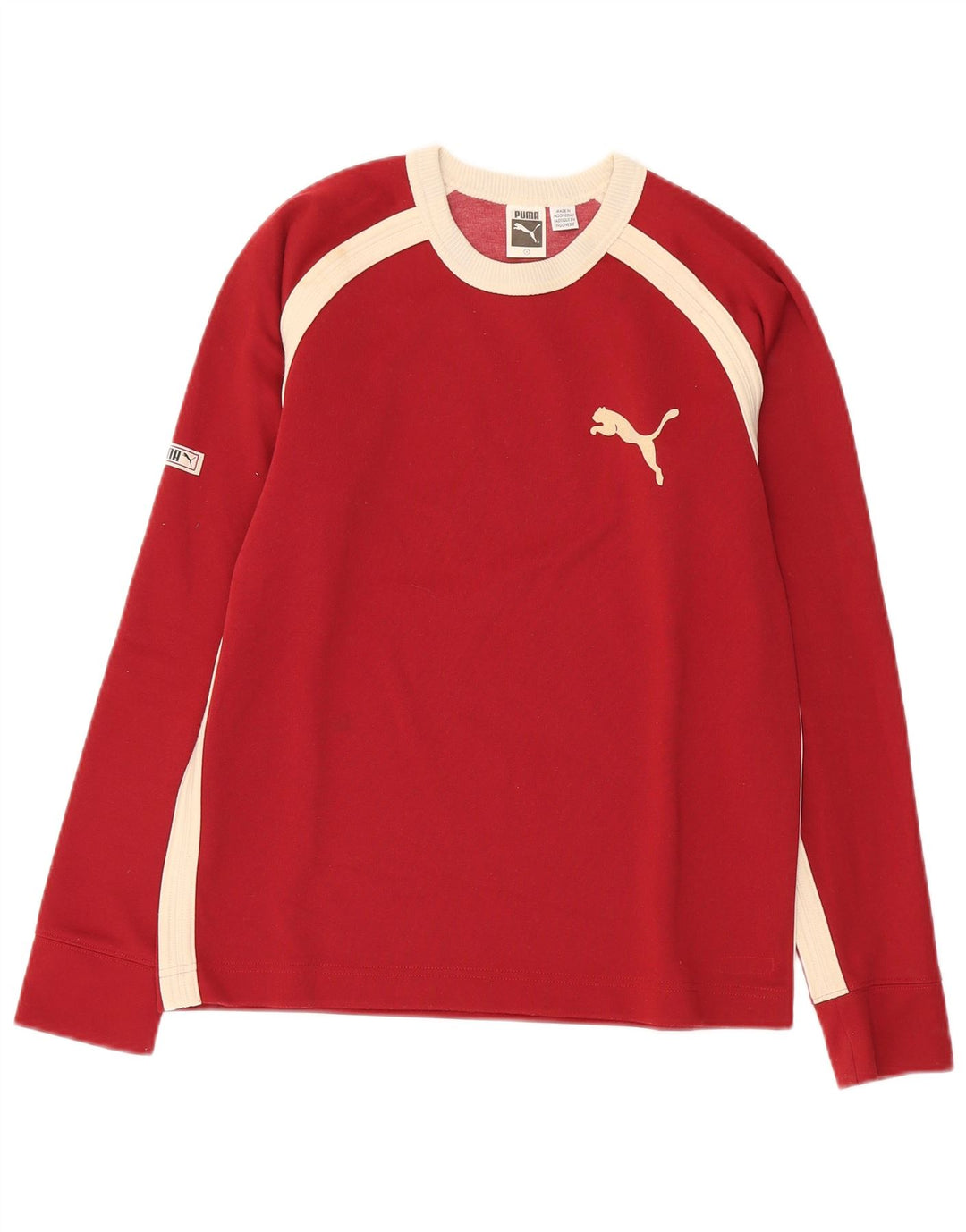 PUMA Mens Top Long Sleeve Small Red Colourblock Polyester