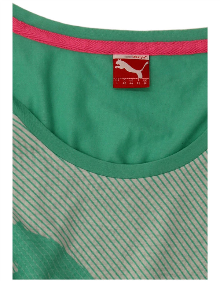 Puma Womens Graphic T-Shirt Top UK 14 Large Green