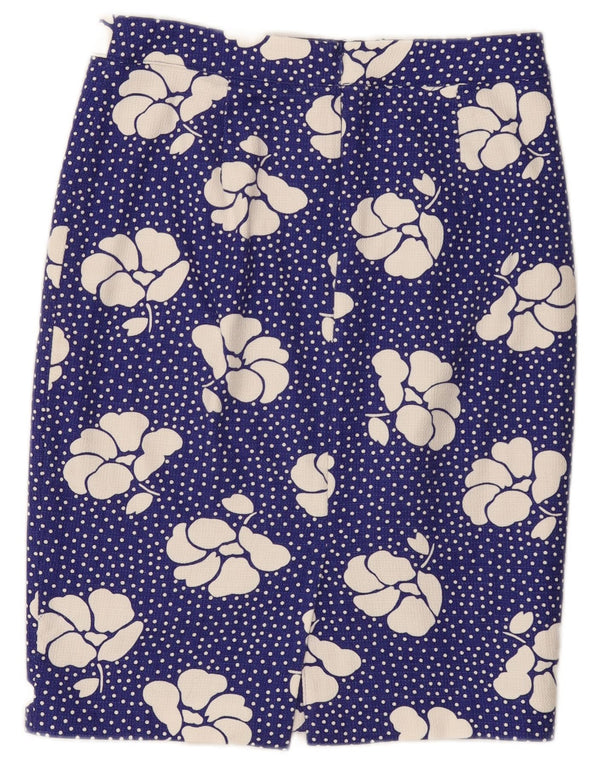 Boden Womens Straight Skirt UK 10 Small W30 Blue Floral Cotton