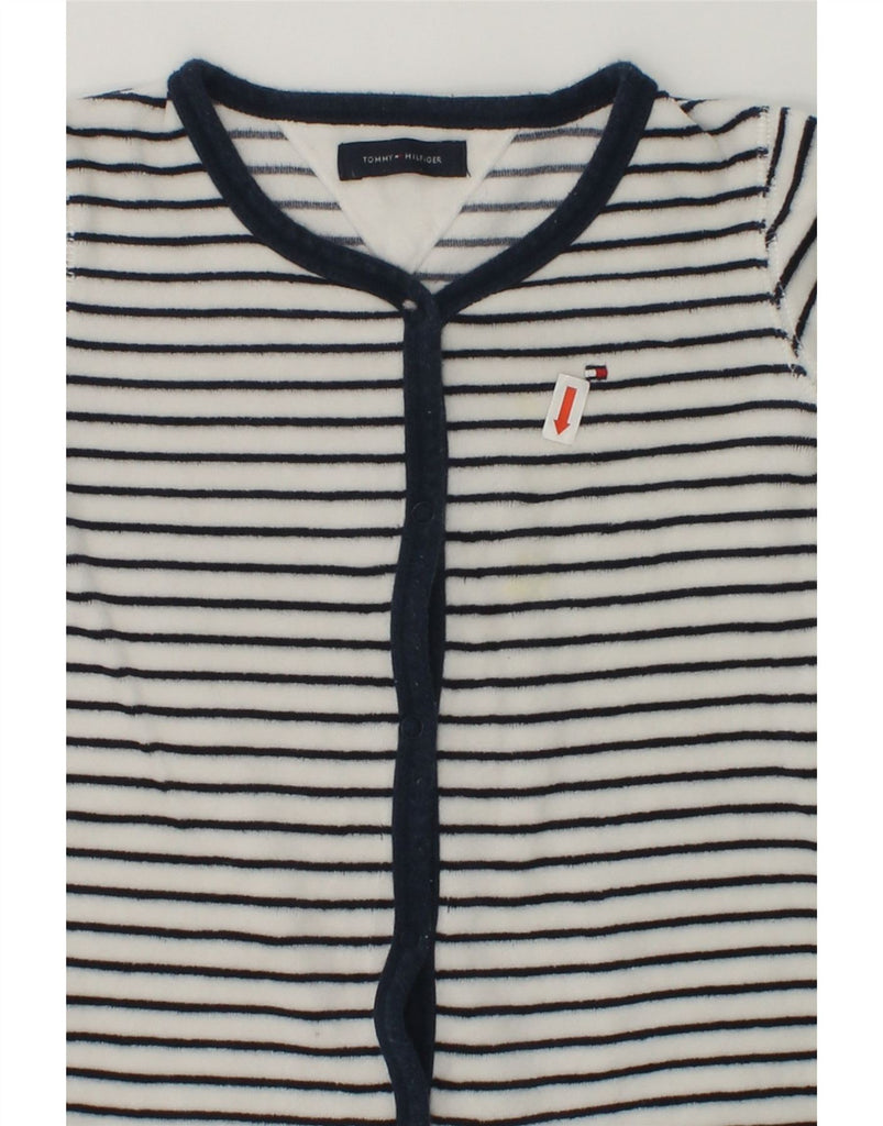 TOMMY HILFIGER Boys Long Sleeve Playsuit 6-7 Years White Striped Cotton | Vintage Tommy Hilfiger | Thrift | Second-Hand Tommy Hilfiger | Used Clothing | Messina Hembry 