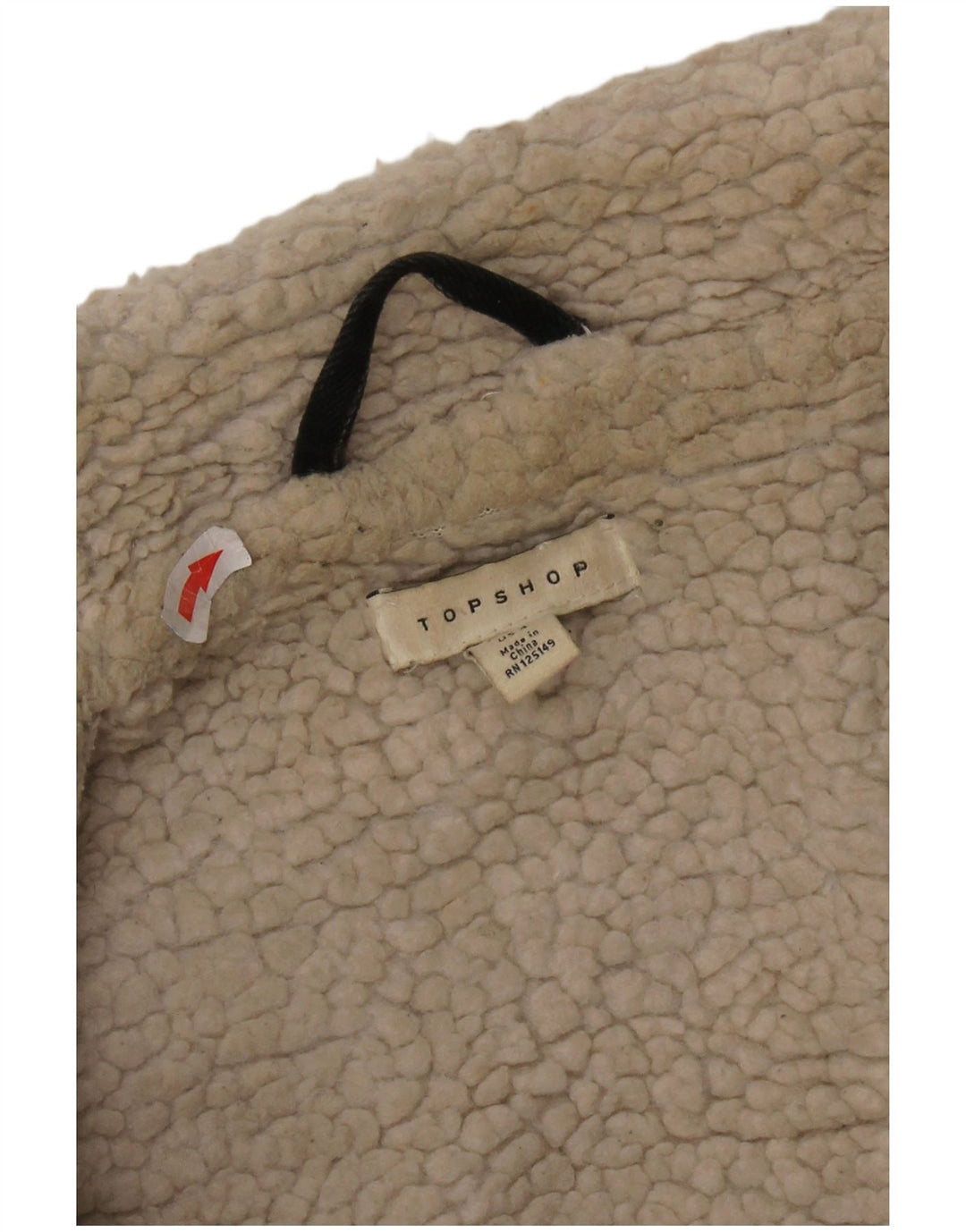 Topshop Womens Oversized Sherpa Denim Jacket UK 8 Small Black Classic